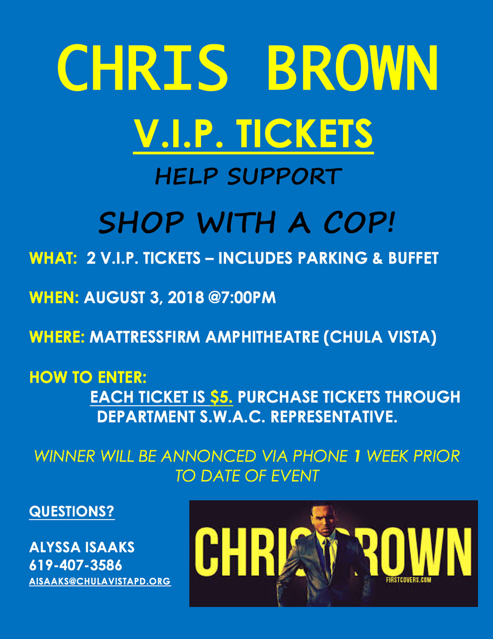 Chris Brown VIP Tickets Shop with a Cop San Diego
